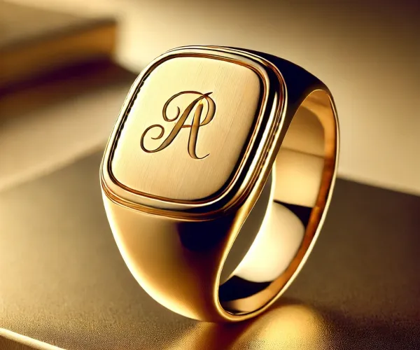 24K Signet gold ring